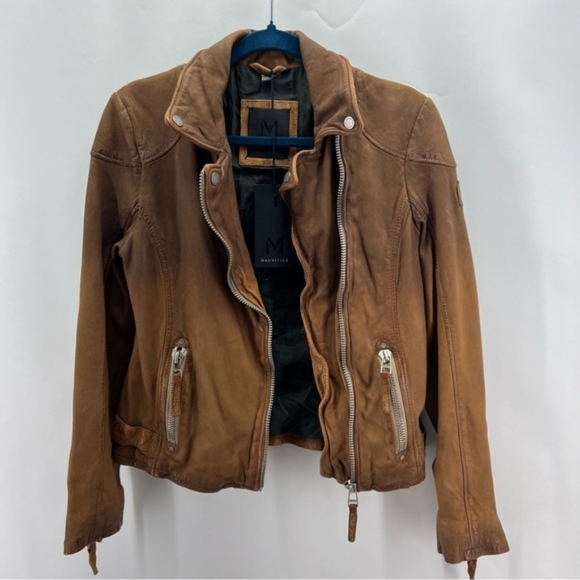 Mauritius, Women's Karyn Leather Jacket - Caramel. Size: 8 (US). NWT - Picture 3 of 10